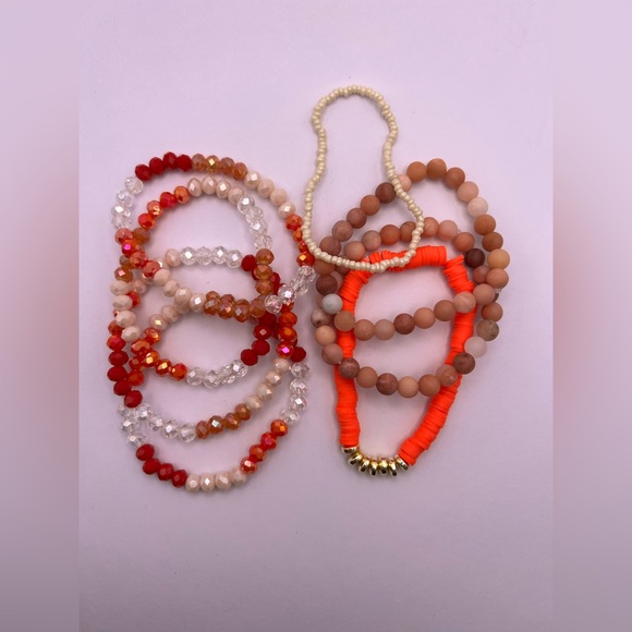 Colorful Boho Chic Stacked Bracelet Set of Ten- Summer Layered Bead Bracelets Se - Picture 5 of 11